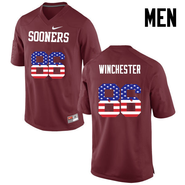 Men Oklahoma Sooners #86 James Winchester College Football USA Flag Fashion Jerseys-Crimson